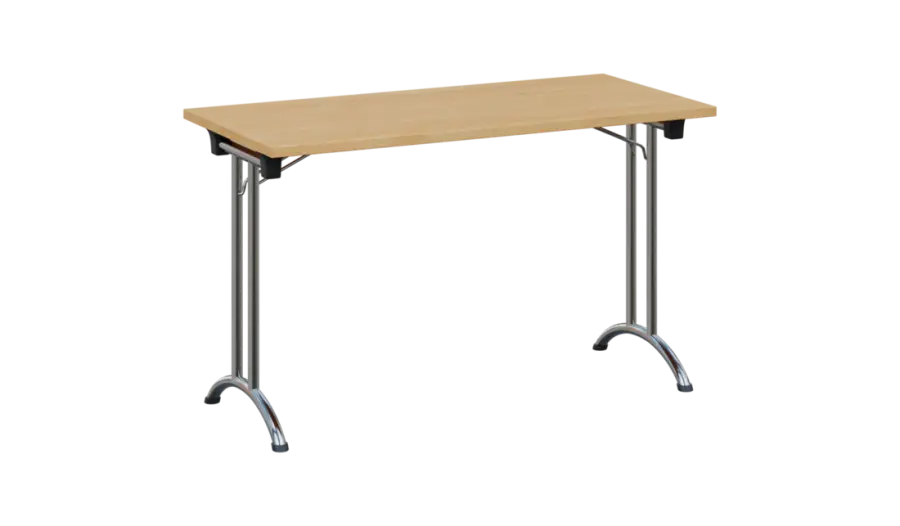 SLC 125 chrom skládací jednací stůl 1250x600, deska 25 mm, podnož chrom, deska javor horský